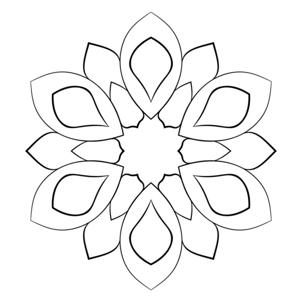 Mandala de contorno para libro de colores. Ilustración monocromática. Symmetr. — Vector de stock