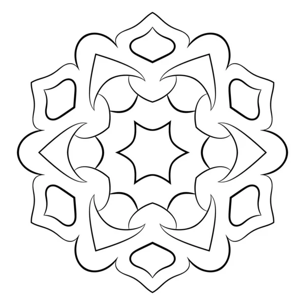 Mandala de contour pour livre couleur. Illustration monochrome. Symmetr — Image vectorielle