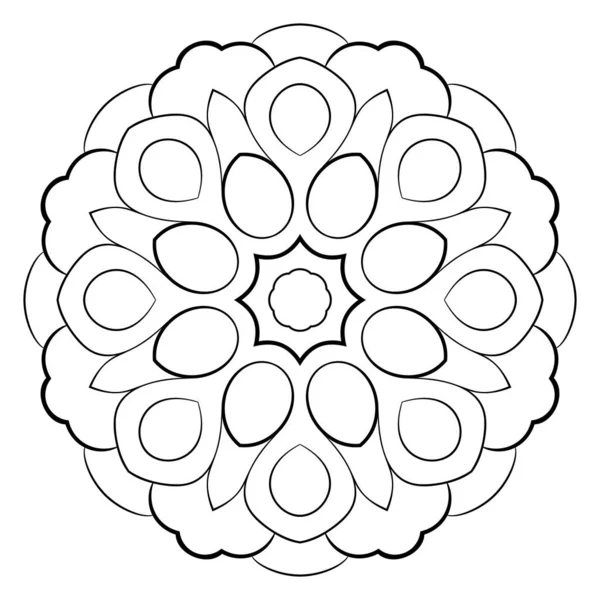 Mandala de contour pour livre couleur. Illustration monochrome. Symmetr — Image vectorielle