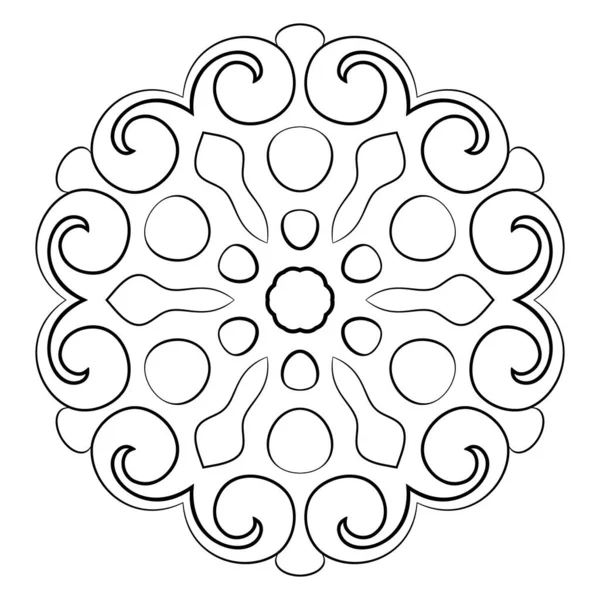 Mandala de contorno para livro de cores. Ilustração monocromática. Simetr — Vetor de Stock