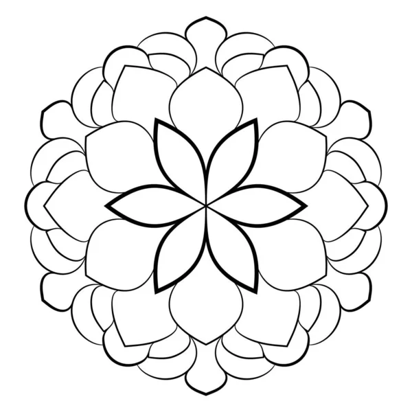 Mandala de contorno para libro de colores. Ilustración monocromática. Symmetr. — Vector de stock