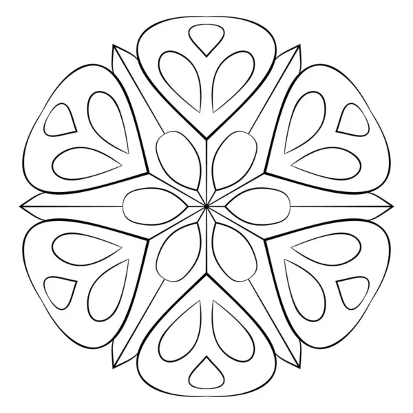 Mandala de contorno para libro de colores. Ilustración monocromática. Symmetr. — Vector de stock