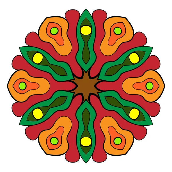 Mandala de contour pour livres de couleurs. Un motif répétitif dans le cirque — Image vectorielle