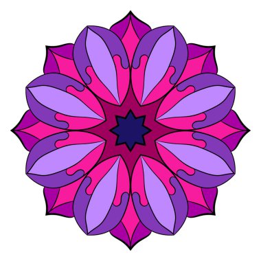 Renkli mandala. Çemberin içinde tekrarlanan bir kalıp. Çok güzel.