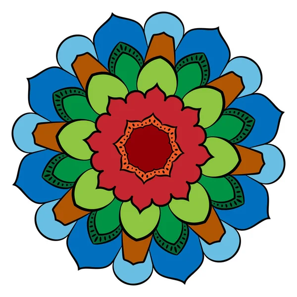 Mandala colorato. Modello simmetrico in cerchio. Bella illu — Vettoriale Stock