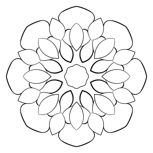 Mandala de contorno para libro de colores. Ilustración monocromática. Symmetr. — Vector de stock