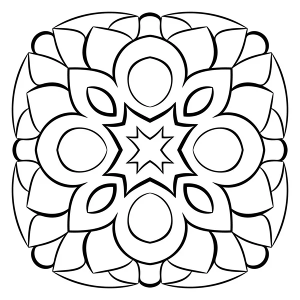 Monochrome mandala. Symmetrical pattern in the square. Contour i — Stock Vector