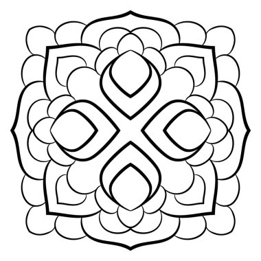 Tek renkli mandala. Rahatlamak için hesapla. Simetrik desen i