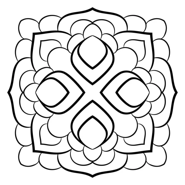 Mandala monocromática. Figura para la relajación. Patrón simétrico i — Vector de stock