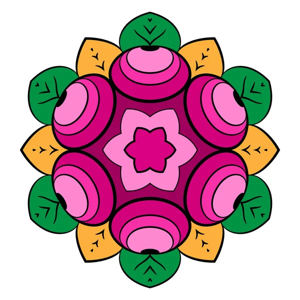 Mandala de contour pour livres de couleurs. Un motif répétitif dans le cirque — Image vectorielle