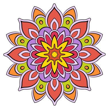 Renkli kitap için renkli mandala. Dairedeki simetrik desen