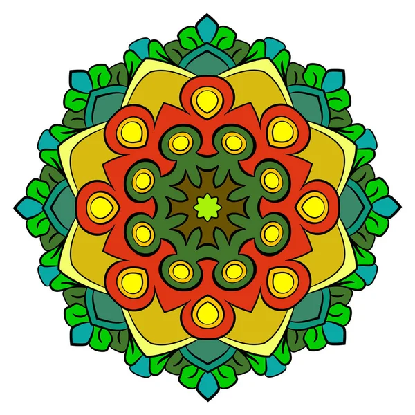 Mandala coloré pour livre de couleur. Modèle symétrique dans le cercle — Image vectorielle