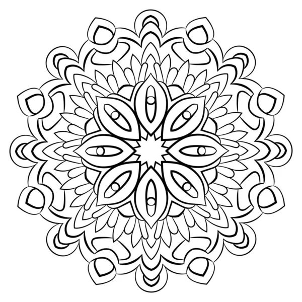 Contour Mandala för färgbok. Enfärgad illustration. Symmetr — Stock vektor