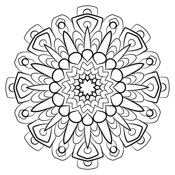 Contour mandala for color book. Monochrome illustration. Symmetr — Stock Vector