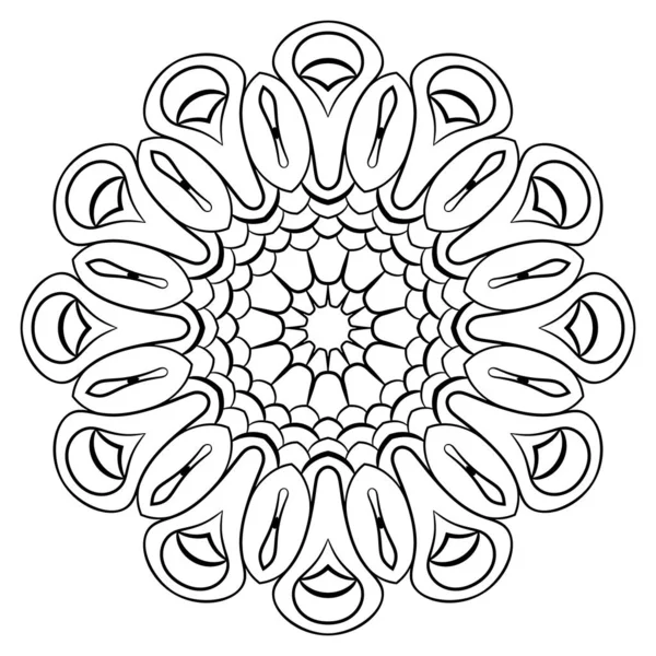 Mandala de contorno para livro de cores. Ilustração monocromática. Simetr — Vetor de Stock