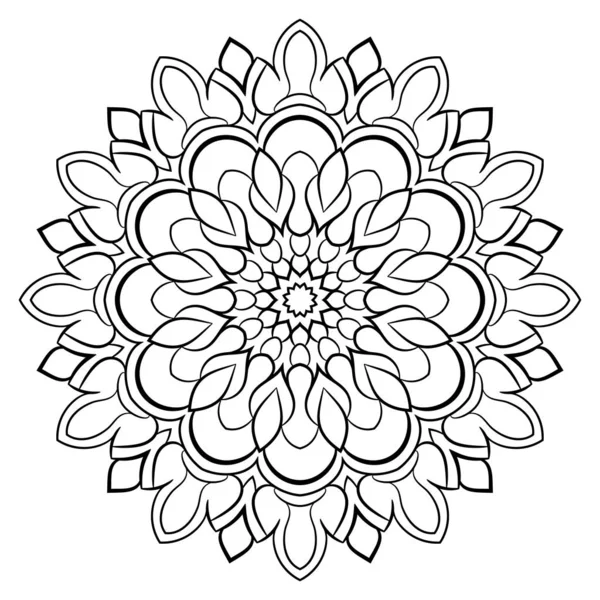 Contour mandala for color book. Monochrome illustration. Symmetr — Stock Vector