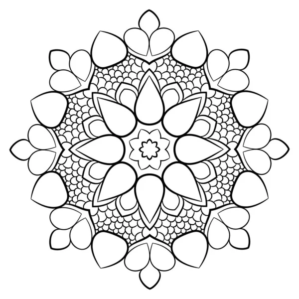 Contour Mandala för färgbok. Enfärgad illustration. Symmetr — Stock vektor