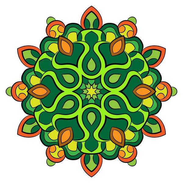 Mandala coloré pour livre de couleur. Modèle symétrique dans le cercle — Image vectorielle