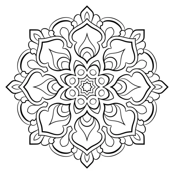 Mandala de contorno para libro de colores. Ilustración monocromática. Symmetr. — Vector de stock