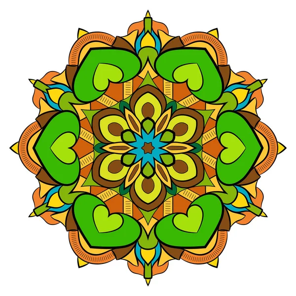 Mandala coloré pour livre de couleur. Modèle symétrique dans le cercle — Image vectorielle