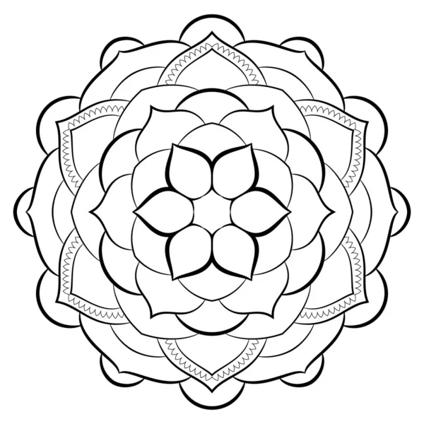 Mandala de contorno para livro de cores. Ilustração monocromática. Simetr — Vetor de Stock