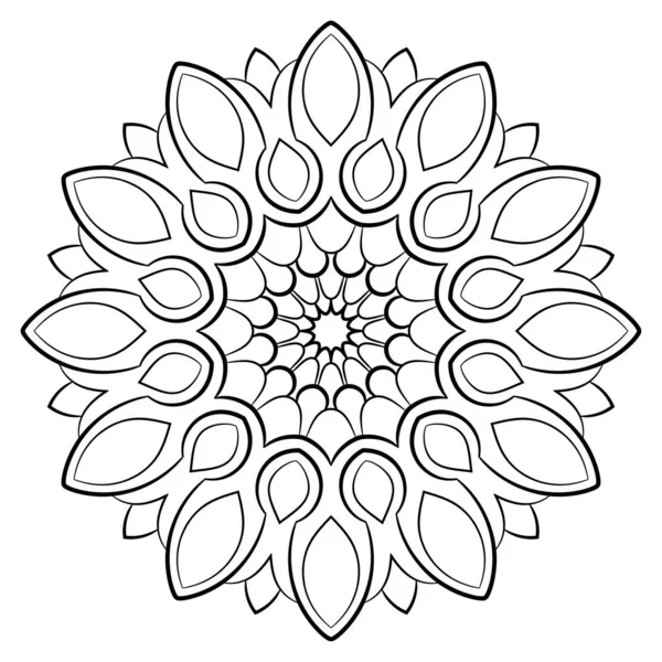 Mandala de contorno para libro de colores. Ilustración monocromática. Symmetr. — Vector de stock