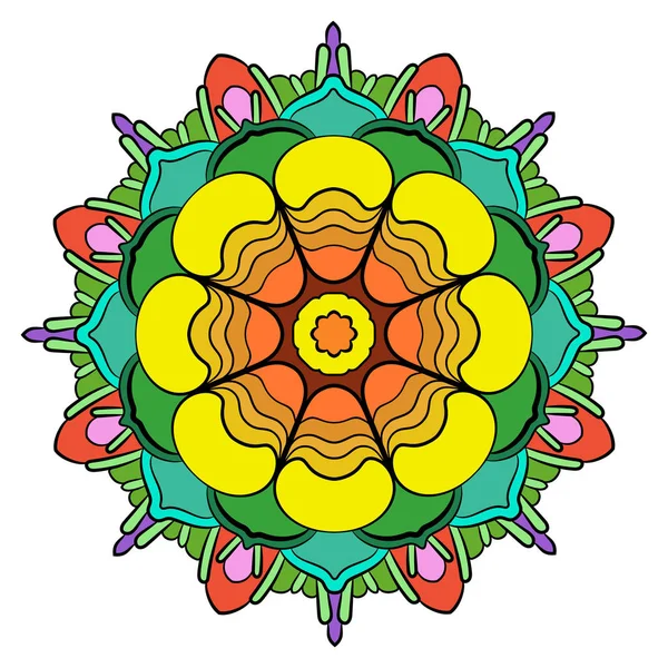 Mandala colorida para livro de cores. Padrão simétrico no circl —  Vetores de Stock