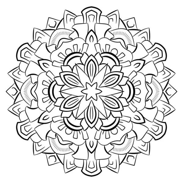 Mandala de contour pour livre couleur. Illustration monochrome. Symmetr — Image vectorielle