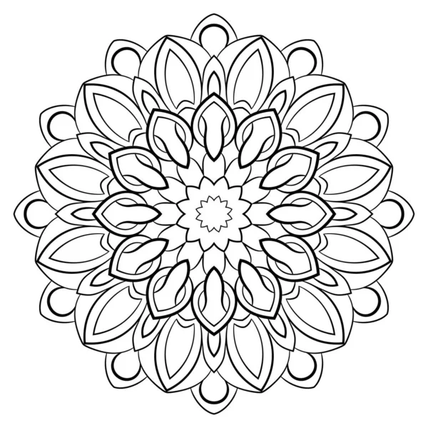 Contour mandala voor kleurboek. Monochrome illustratie. Symmetr — Stockvector