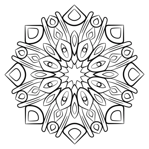 Mandala de contorno para libro de colores. Ilustración monocromática. Symmetr. — Vector de stock