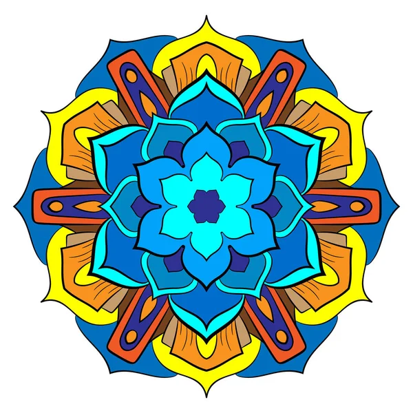 Mandala colorato per libro a colori. Modello simmetrico nel circolo — Vettoriale Stock