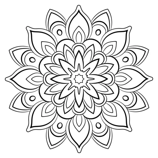 Mandala konturu do książki kolorów. Monochromatyczna ilustracja. Symetr — Wektor stockowy