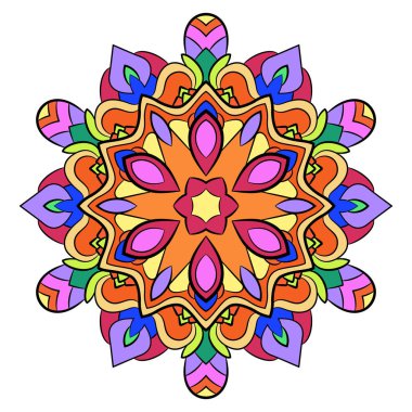Renkli kitap için renkli mandala. Dairedeki simetrik desen