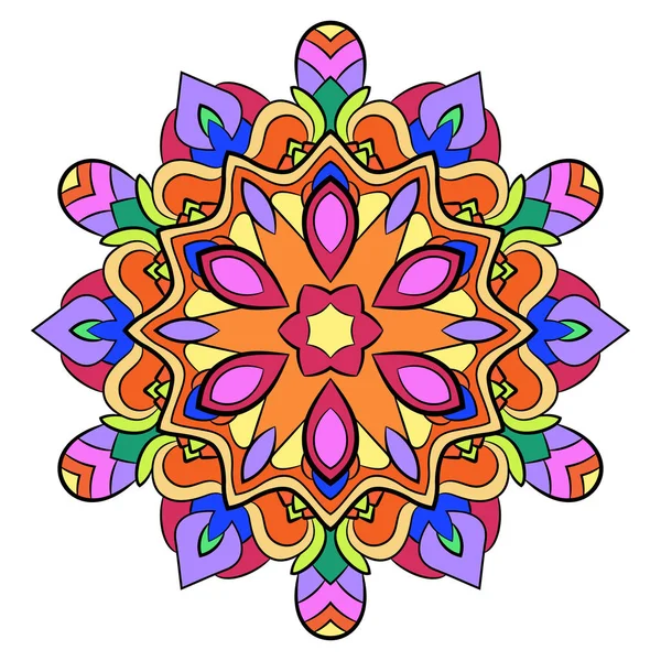 Mandala colorato per libro a colori. Modello simmetrico nel circolo — Vettoriale Stock