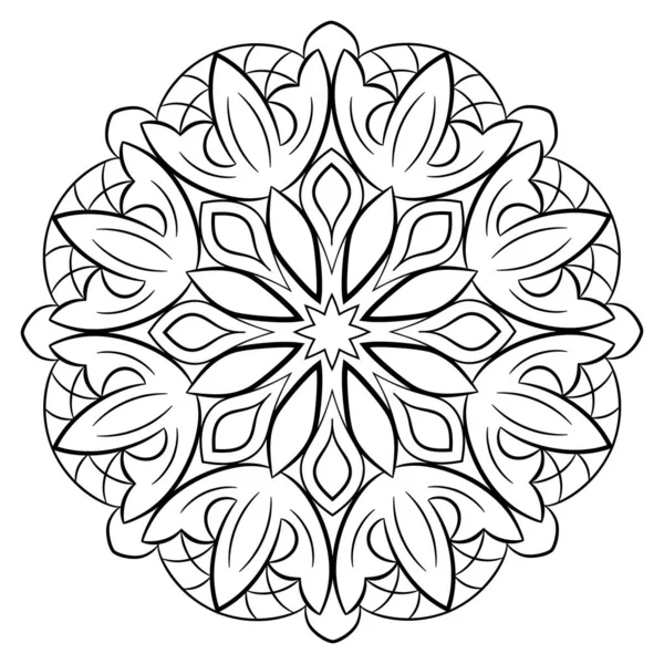 Mandala de contour pour livre couleur. Illustration monochrome. Symmetr — Image vectorielle