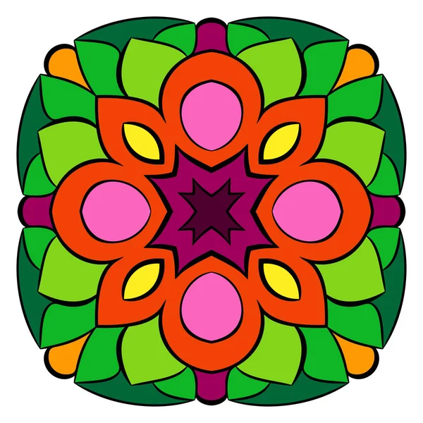 Mandala per meditazioni. Modello simmetrico nel quadrato . — Vettoriale Stock