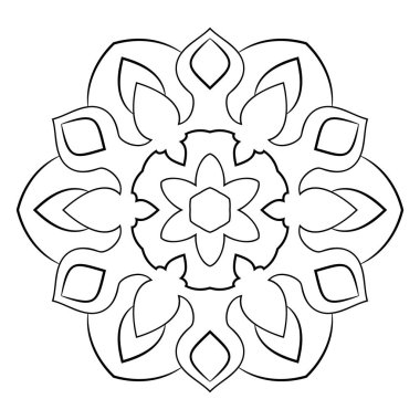 Renk kitabı için Contour mandala. Tek renkli illüstrasyon. Semmetr