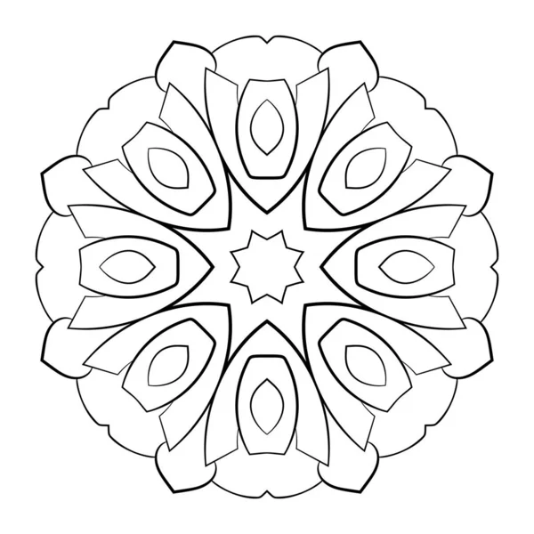Mandala de contour pour livre couleur. Illustration monochrome. Symmetr — Image vectorielle