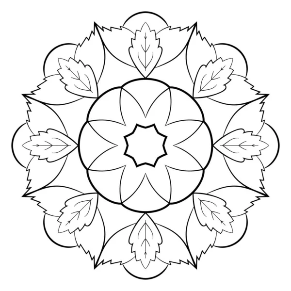 Contour mandala for color book. Monochrome illustration. Symmetr — Stock Vector