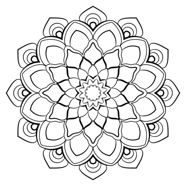 Mandala de contorno para livro de cores. Ilustração monocromática. Simetr — Vetor de Stock