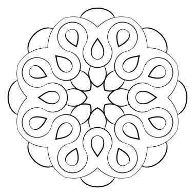 Renk kitabı için Contour mandala. Tek renkli illüstrasyon. Semmetr