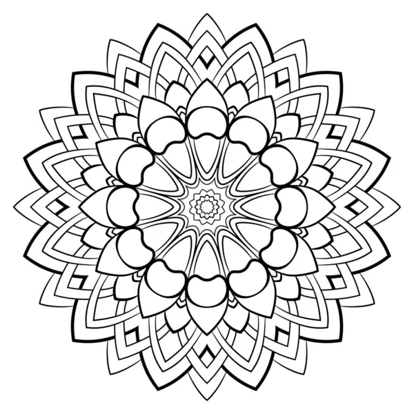 Kontúr mandala a színes könyv. Monokróm illusztráció. Szimmetrikus — Stock Vector