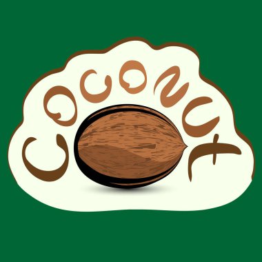 Etiketinde Hindistan cevizi yazıyor. Eko ürünü etiketi ve...