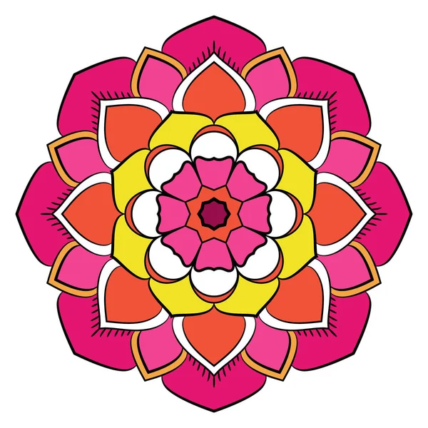 Mandala de couleur vive. Un motif répétitif dans le cercle. Un bea — Image vectorielle