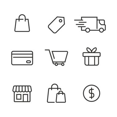 Alışveriş simgeleri tasarımını ayarla