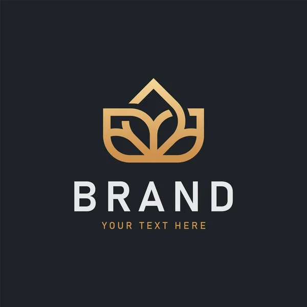 Luxury Flower Logo Gold Geometric Leaf Icon — ストックベクタ