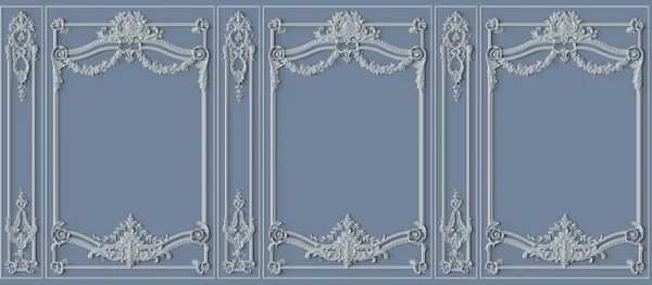 Azul Pared Interior Con Moldura Ilustración Patrón Sin Costura — Foto de Stock