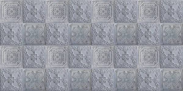 Alte Dekorativ Bemalte Blechdeckenplatten Nahtloses Muster — Stockfoto