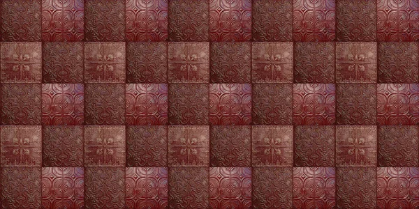 Alte Dekorativ Bemalte Blechdeckenplatten Nahtloses Muster — Stockfoto