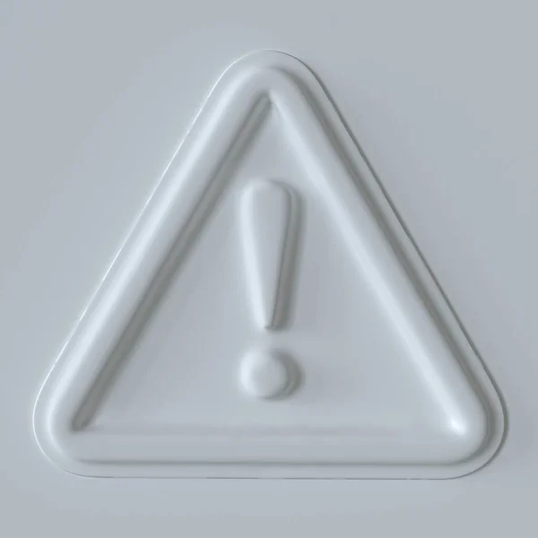 危险警告注意标志有3D效果 白色背景上有感叹号的符号 3D渲染 — 图库照片